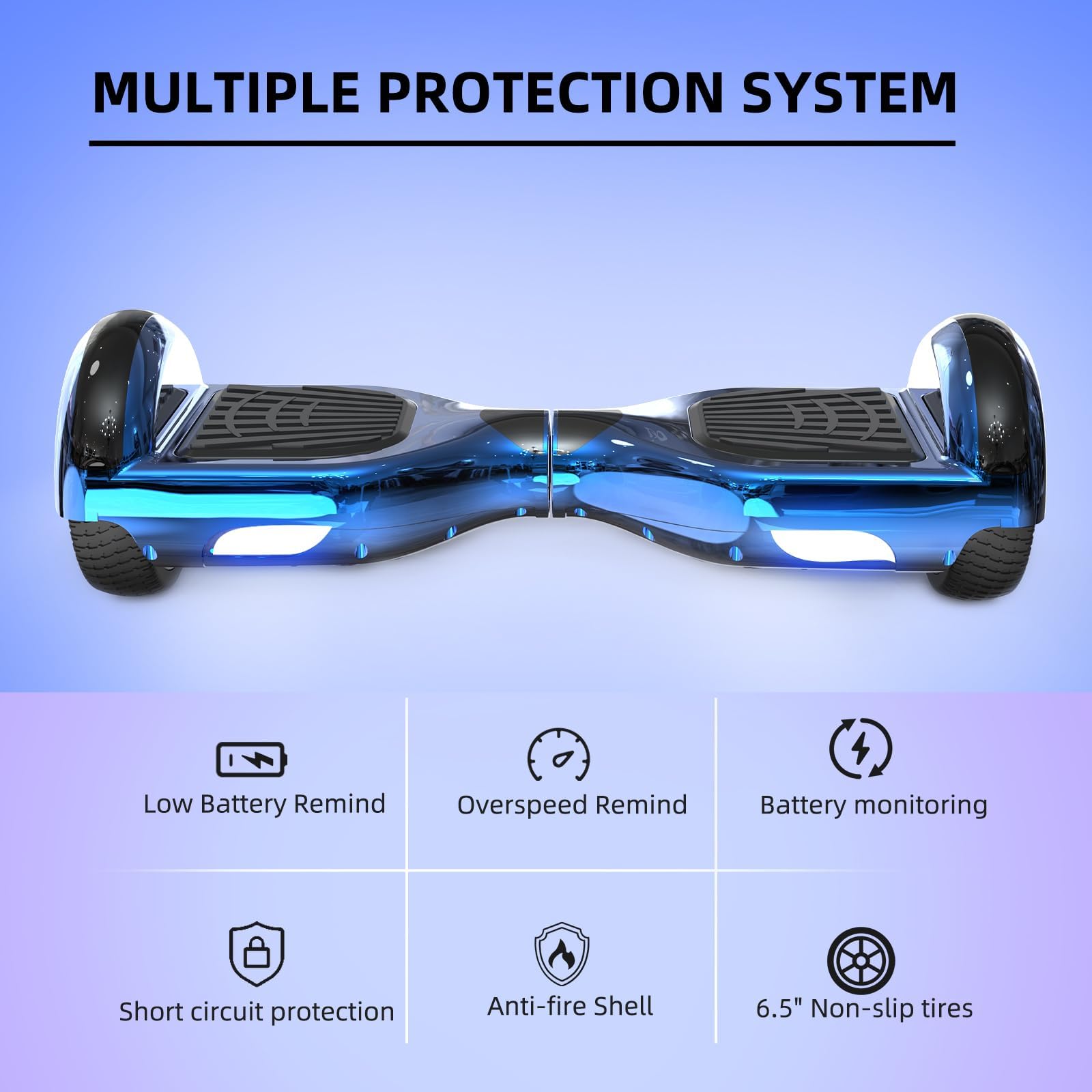 VOUUK Hoberboard 6,5-Zoll-Hoverboard mit Zwei Rädern, Mit Bluetooth-Lautsprecher, Mit LED-Lichtern Geeignet für Kinder und Erwachsene