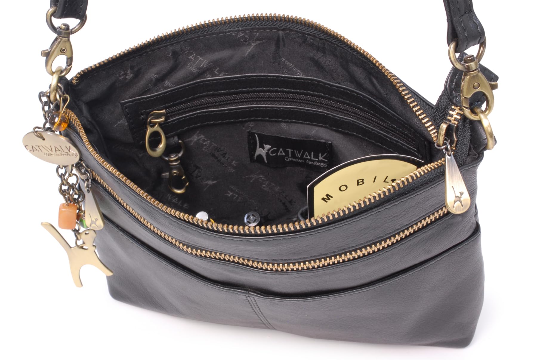 Catwalk Collection Handbags - Borsa a Tracolla Media in Pelle - Borsa a Mano Donna - Borsetta da Giorno Formato A5 - Tracolla Rimovibile - Jenny