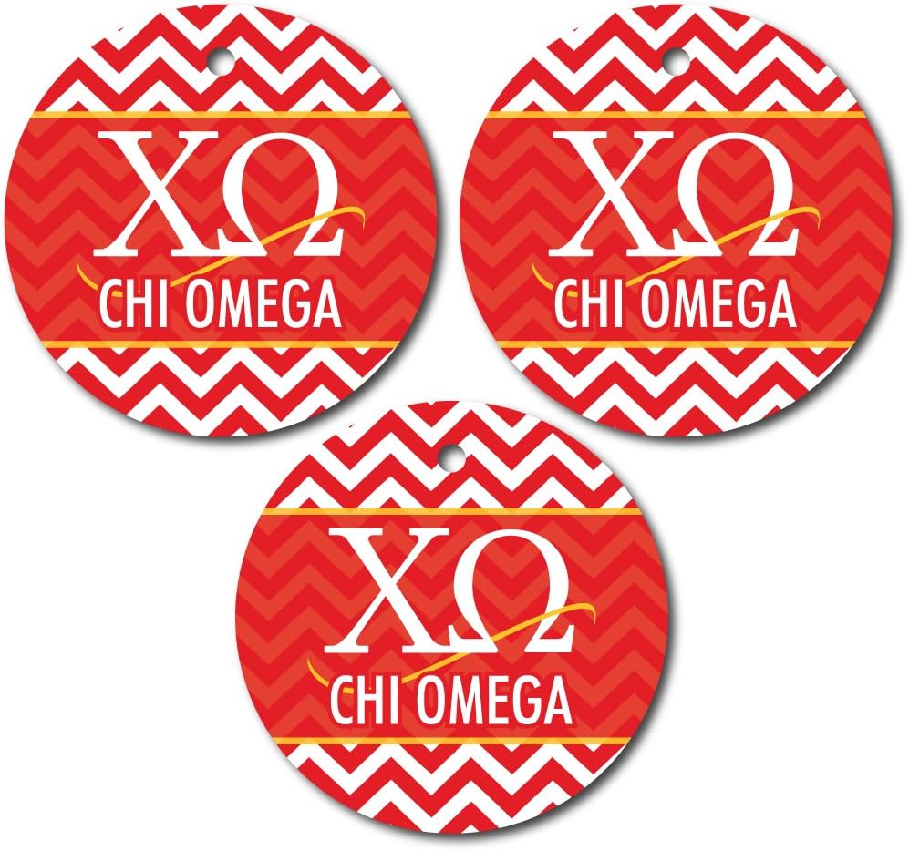 VictoryStore Holiday Ornaments - Chi Omega Circle Ornament, Set of 3