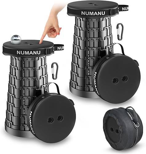 NUMANU 2PK 2025 Taburete Plegable Acolchado Mejorado, Máx. 620 libras 18" Taburete Plegable Portátil Ajustable para Adultos, Asiento Telescópico