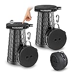 NUMANU 2PK 2025 Upgraded Padded Collapsible Stool, Max 620lb 18 Adjustable Portable Folding Stool for Adults, Retractable Foldable Telescopic Seat Camping Chair or Footrest (2PK Padded + Accessories)