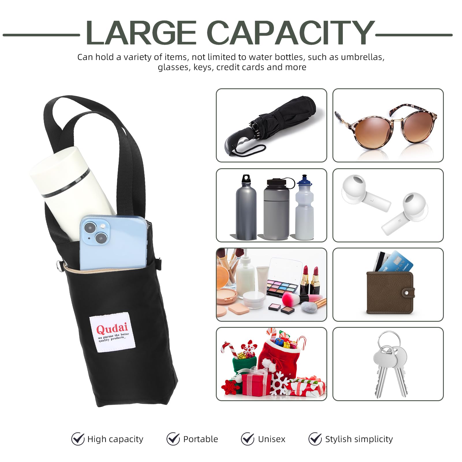 Soulitem Crossbody Water Bottle Bag, Portable Water Bottle Carrier Bag with Adjustable Shoulder Strap - Image 4