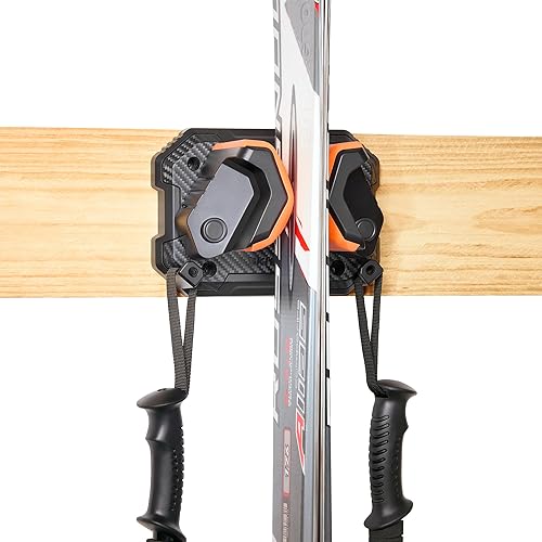 Skifavs Soporte de pared de esquí que ahorra espacio, estante de almacenamiento de pared de esquí y snowboard para pared de garaje, se adapta a