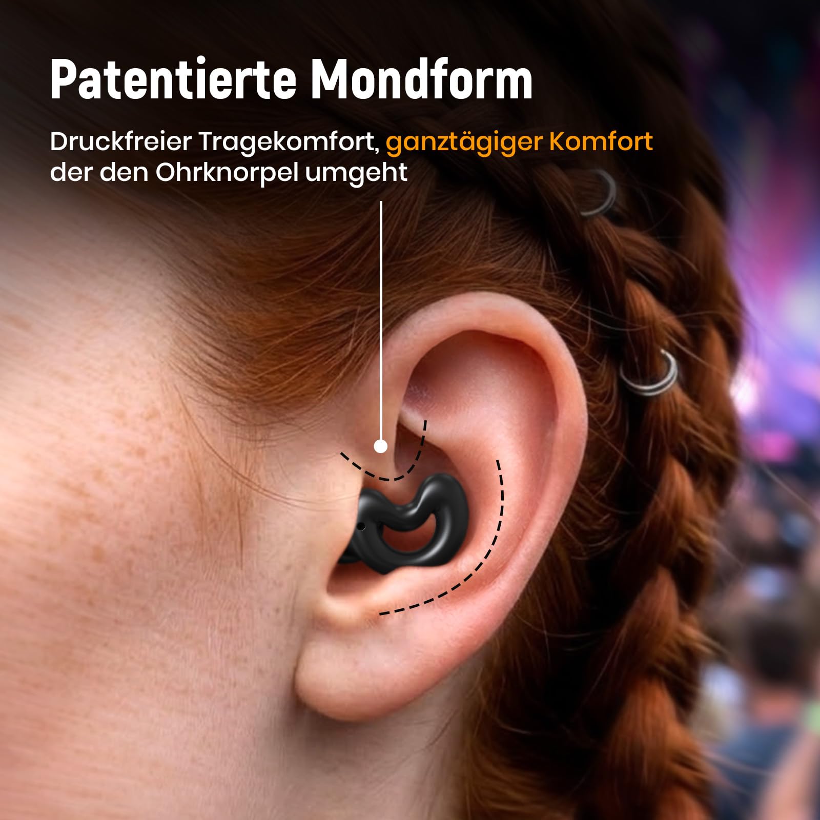 Konzert-Ohrstöpsel mit 19 dB Geräuschreduzierung, Ohrstöpsel für Konzerte, Festivals, Gigs und Live-Musik, verhindert Ohrklingeln, inkl. 10 Ohrpassstücke (XS/S/M/L/Doppelschicht)