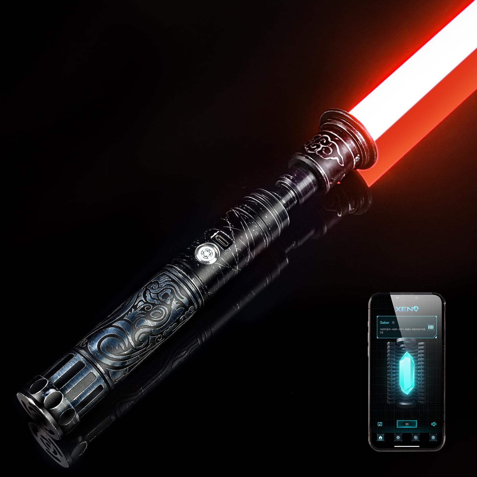 XRGB Light Saber, Motion Control Smooth Swing Dueling Light Saber with 16 Sound Fonts Full Color Change APP Control for Adults Halloween