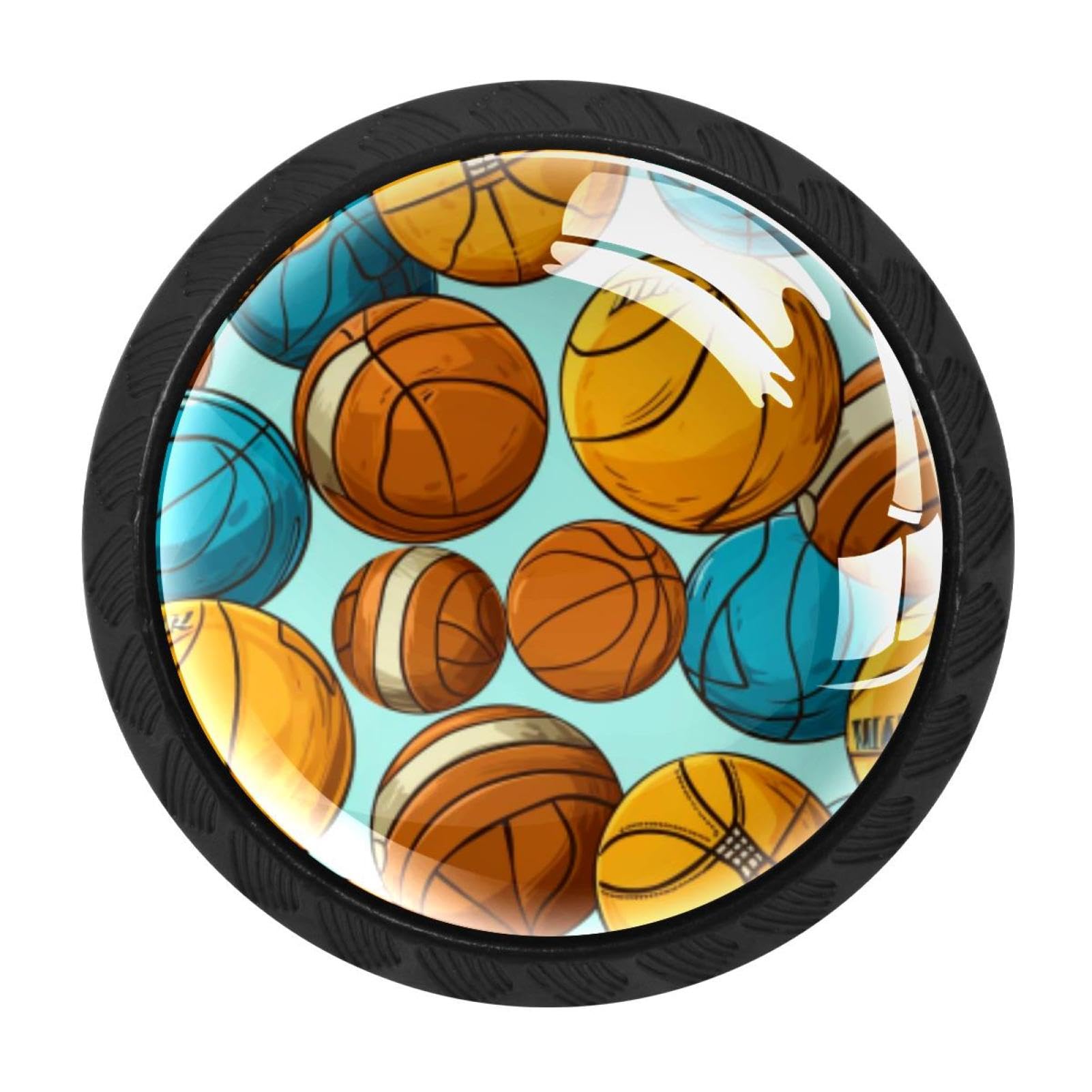 Chenzzzz Multicolored 11 4 Pieces Round Cabinet Knobs Rustic Dresser Knobs, Drawer Cupboard Wardrobe Cabinet Pulls Handles Hardware For Home Kitchen Furniture, Basketball