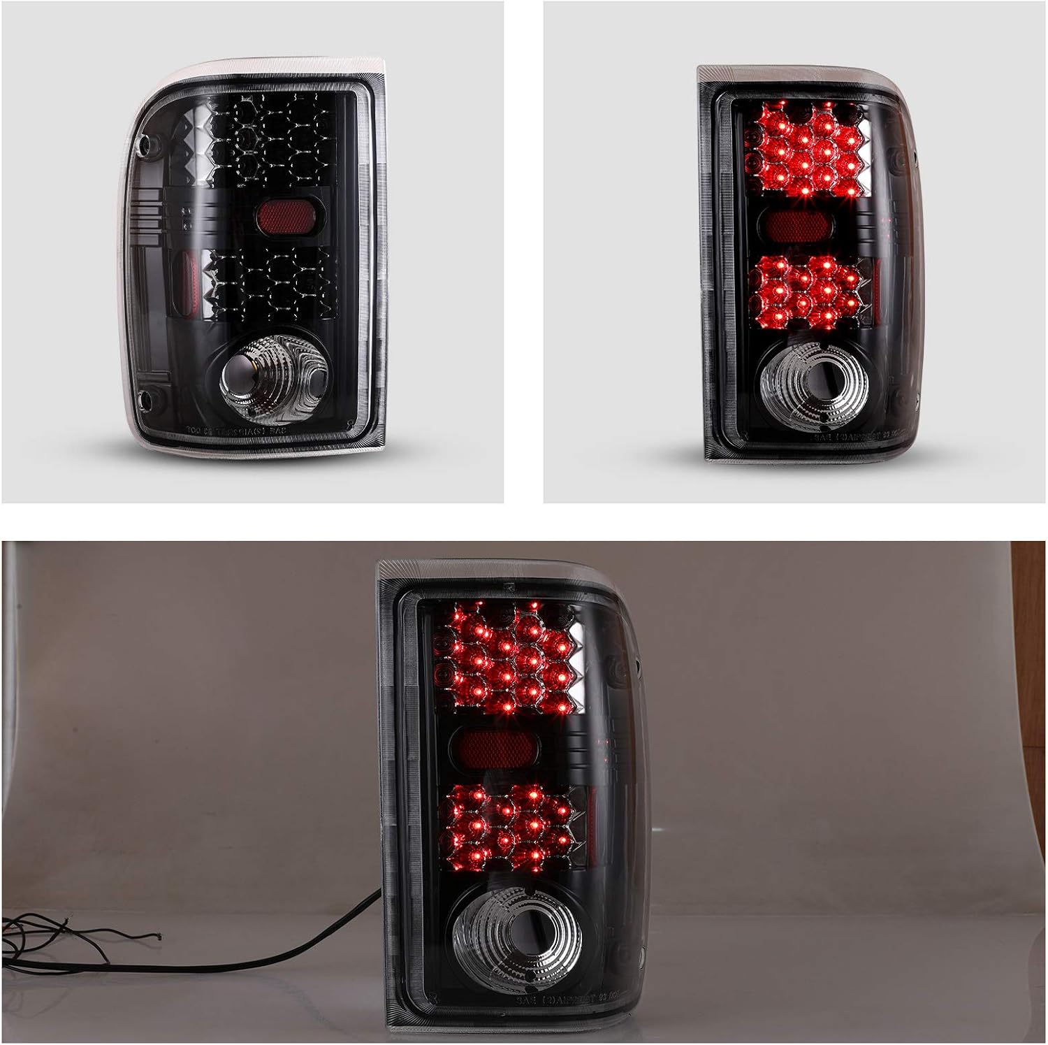 LED Tail Lights For 2001-2005 Ford Ranger Rear Lamps Light 2002 2003 2004(Glossy Black/Clear Lens)