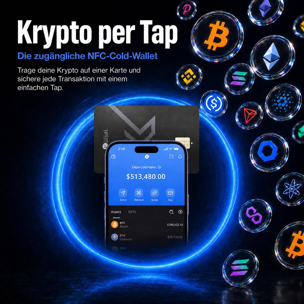 Ellipal X Card Pack mit 3 Stück – Luftgekoppeltes Crypto Cold Wallet mit Starter-Zubehörset, Sichere Offline-Aufbewahrung für Bitcoin, Ethereum, NFTs & über 10.000 Token