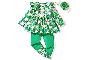 Little Girls St. Paddy's Day Green Ruffle Two-Piece Set
