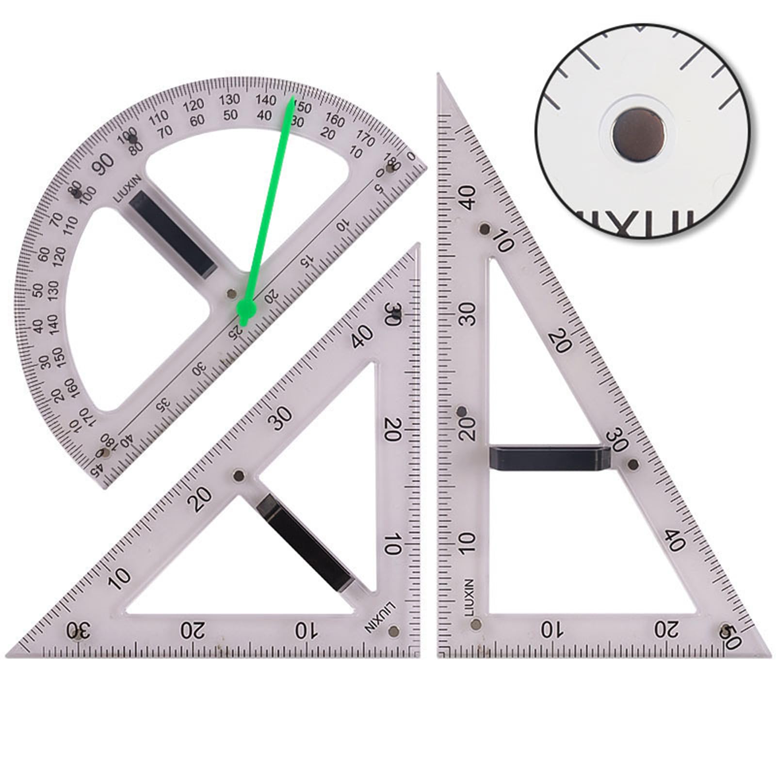 Set di Righelli Triangolari Grandi con Magnete, Strumento Misurazione Matematica, Misurazioni Chiare, Numeri Grandi, Facile Controllare, con Impugnatura Ergonomica, per Architetto,4pcs