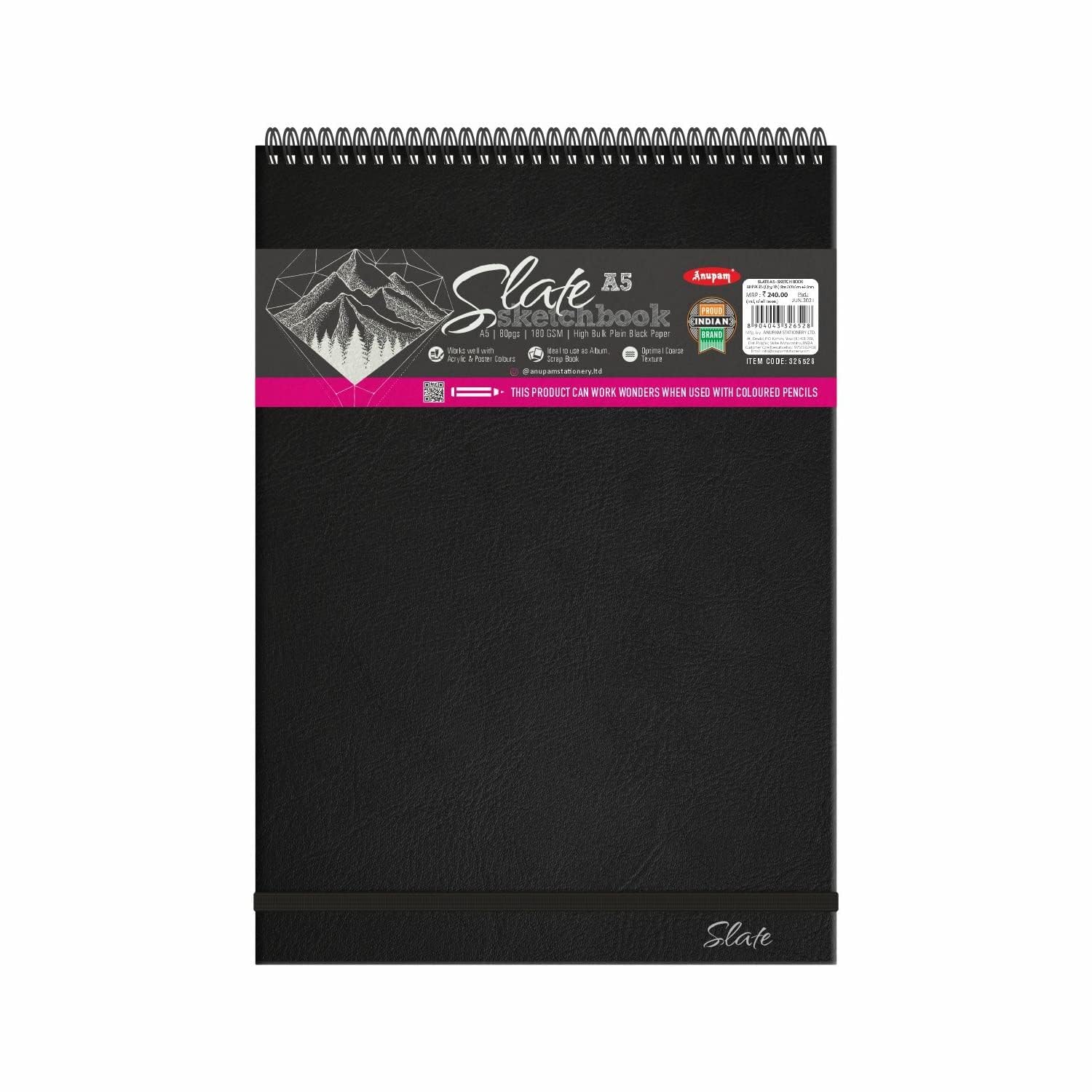 Anupam A5 Slate Black Paper Sketchbook 80 Pages 180 GSM Acid Free Paper Wiro Bound Sketch Book (B07KV2X5TP) Amazon Price History, Amazon Price Tracker