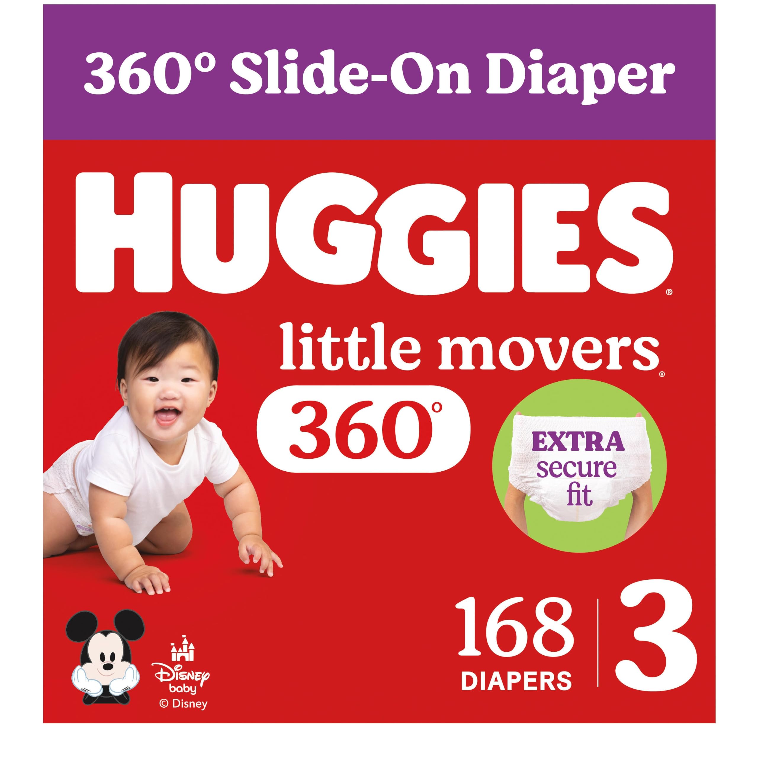 View 1 of ***FACTORY SEALED*** Huggies Little Movers HuggFit 360 Diapers Size 3, 168 Count (4 Packs of 42)