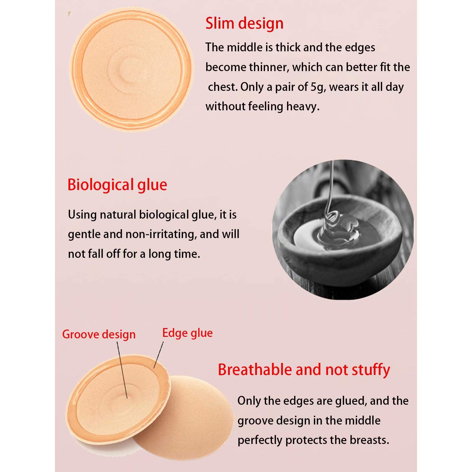 SENSEN 5 Paia di Reggiseno Senza Spalline, Reggiseno Adesivo Invisibile Senza Schienale Push up appiccicoso Riutilizzabile Confortevole per la Pelle per Le Donne in Costume da Bagno