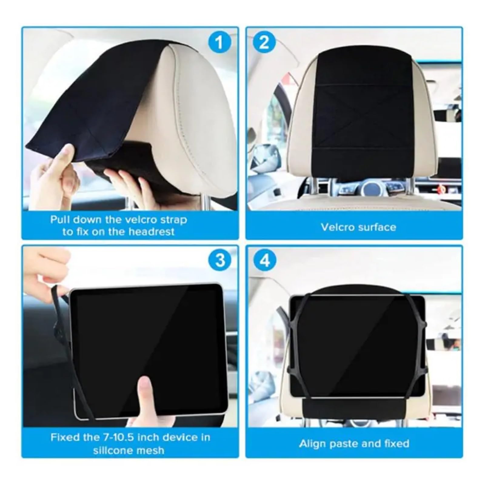 Xuanqingyi Store Supporto Universale for poggiatesta for Auto, Copertura in Silicone Estensibile, Staffa Regolabile for Schienale, Compatibile con Supporto for Tablet da 7-10,5 Pollici