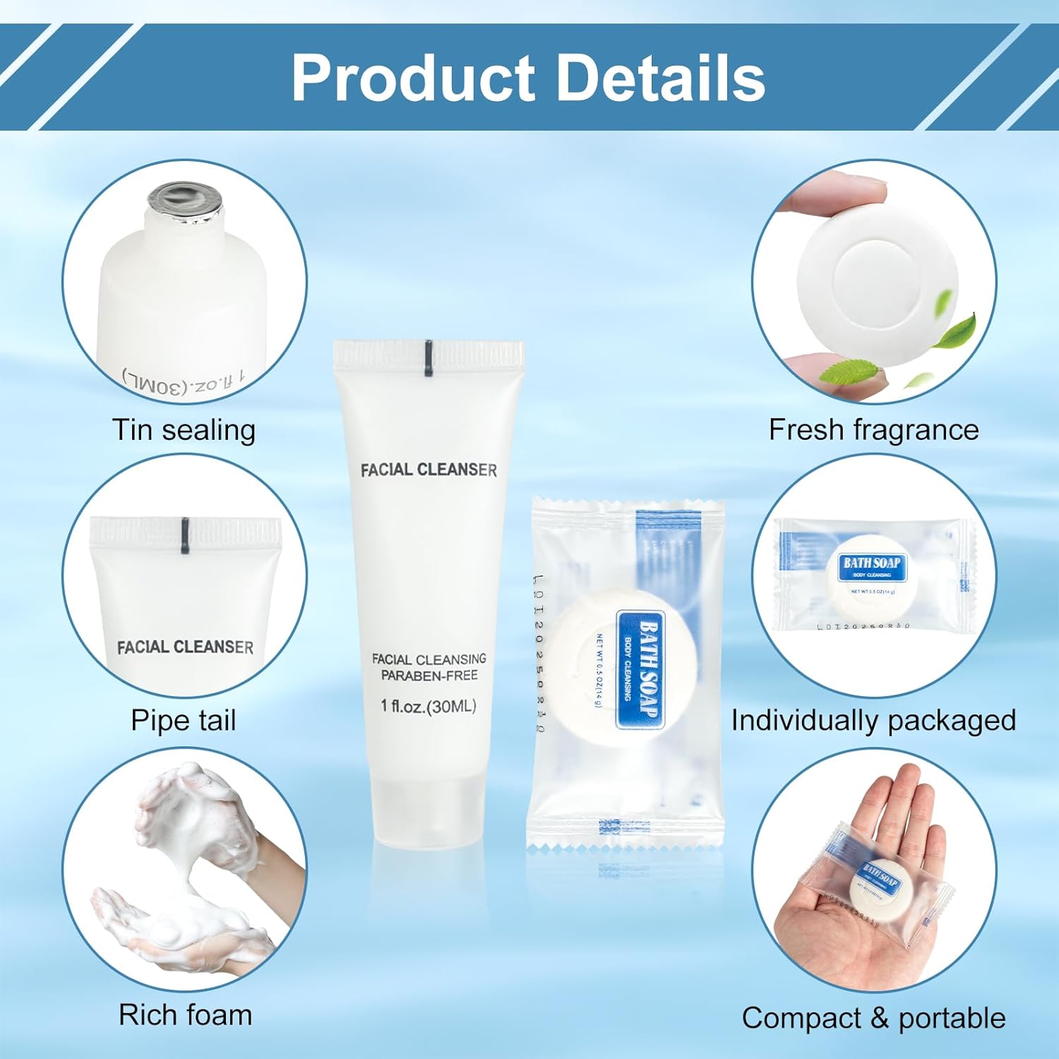 Travel Toothbrush Kit Bulk Hygiene Kit Bulk Individually Packed with Mouthwash,Toothpaste,Comb,Zip Bag,Facial Cleanser,Soap and Floss Picks for Hotel Camping Homeless (100)