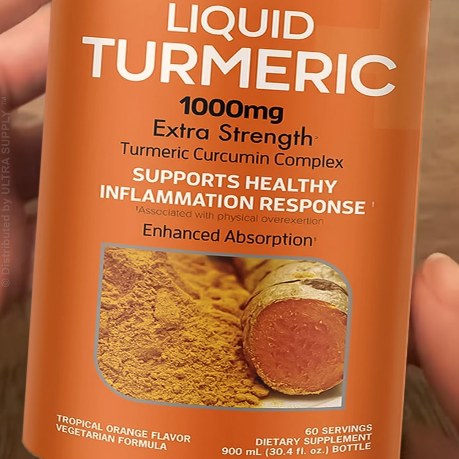 Liquid Turmeric 1000 mg Extra Strength Curcumin Complex with Black Pepper Extract, 95% Curcuminoids, Tropical Orange Flavor, Vegetarian, Non-GMO, Gluten-Free, 30.4 fl oz, 60 Servings