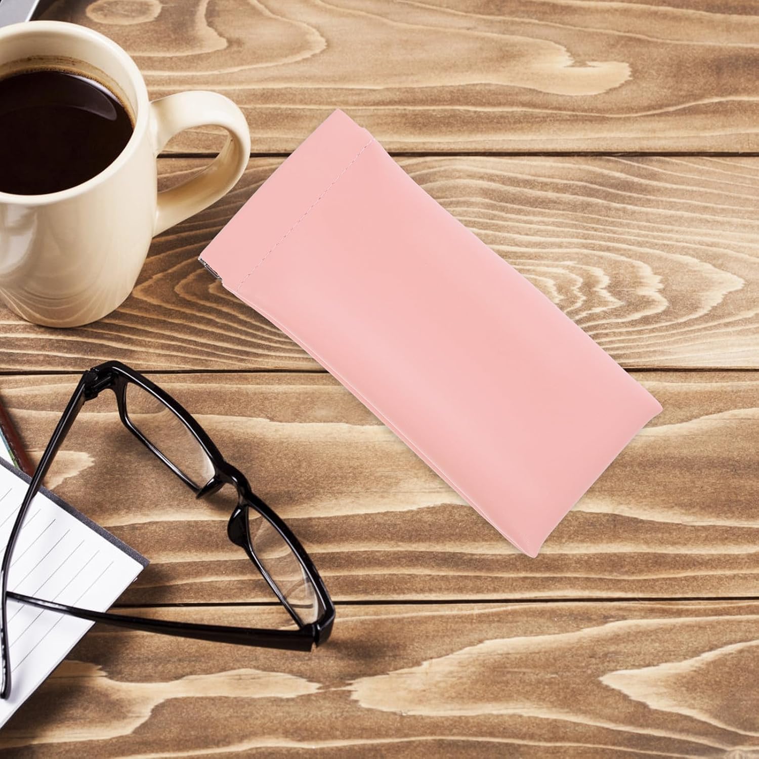 ULTECHNOVO 2pcs Portable Soft Leather Glasses Case Eyeglasses Pouch Sunglasses Bag with Automatic Closure Travel Storage for Women Pink image 5
