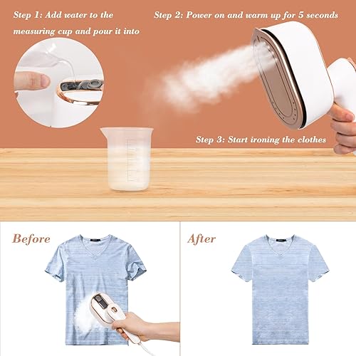 Miniatura 3 de Vaporizador para ropa, plancha de vapor portátil de mano para ropa, planchado seco y húmedo, vaporizador giratorio de 180 para ropa de viaje para el