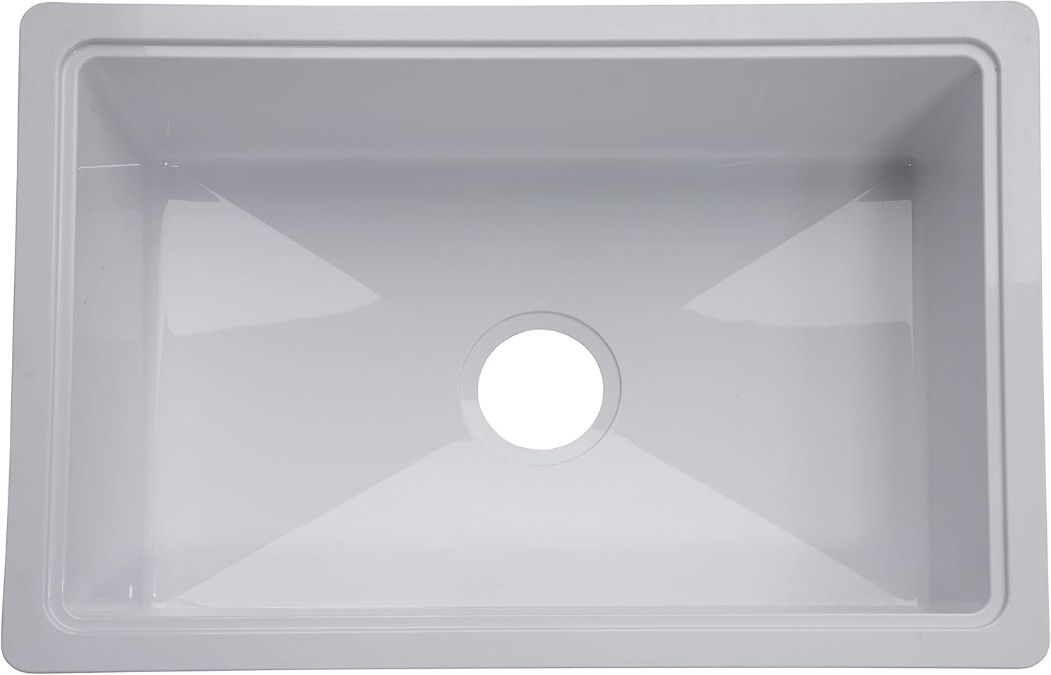 RV Single Kitchen Galley Sink - 25" x 17" x 6.6" White ABS Plastic for 5th Wheel, Travel Trailer, Camper