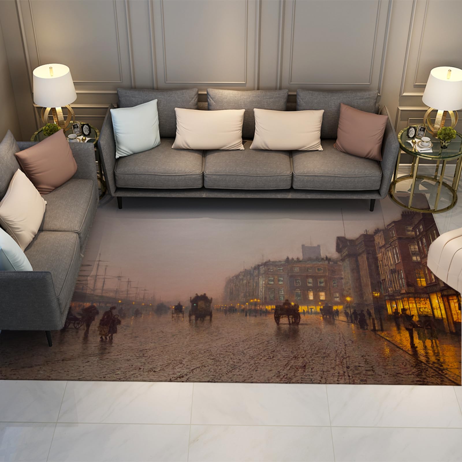 Tapis de cuisine confortable et lavable grand format 160x220 de style vintage