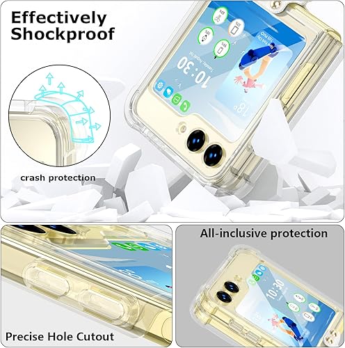Miniatura 3 de Diseñada para Samsung Galaxy Z Flip 5 funda transparente con anillo, anticaídas a prueba de golpes, funda protectora compatible con Galaxy Z Flip 5