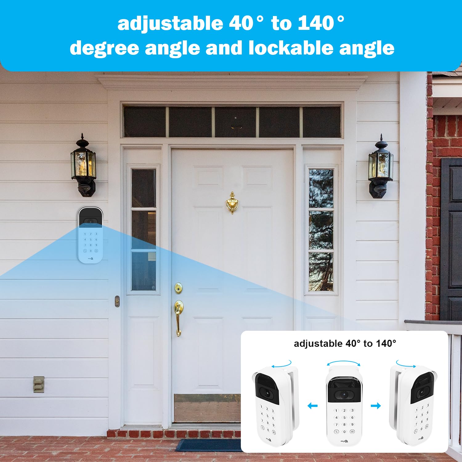 Kit adattatore di alimentazione da 9,1 m per tastiera video myQ Smart Garage, angolo regolabile (da 40 a 140) gradi staffa di montaggio per myQ, supporto (2 in 1) e cavo di alimentazione, facile da