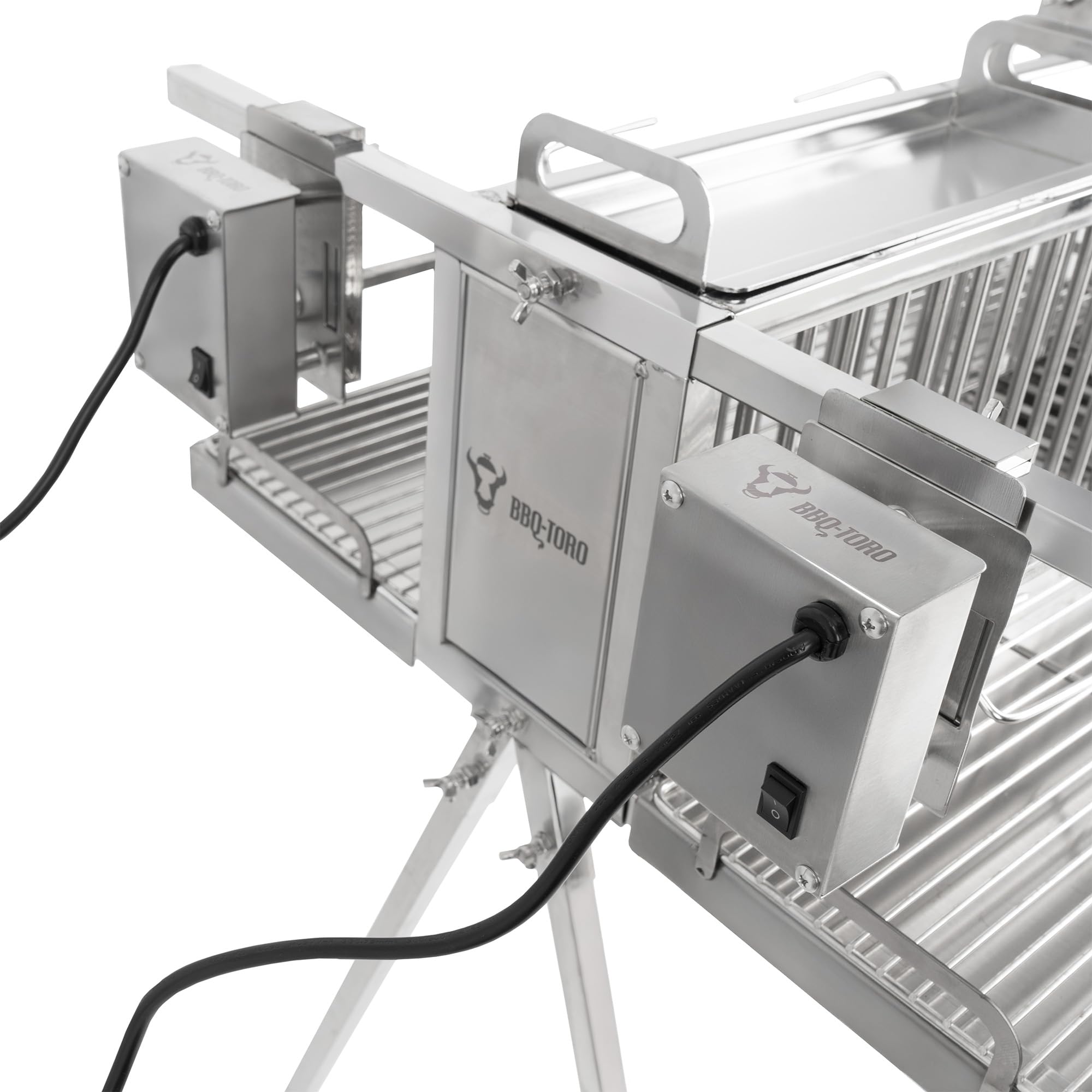 BBQ-Toro Edelstahl Doppel Spießgrill mit Motor | Vertikalgrill mit zwei Grillspießen, Hähnchengrill | Spießbratengrill, Elektrischer Drehspieß Grill | Rotisserie Grill, Drehspießröster