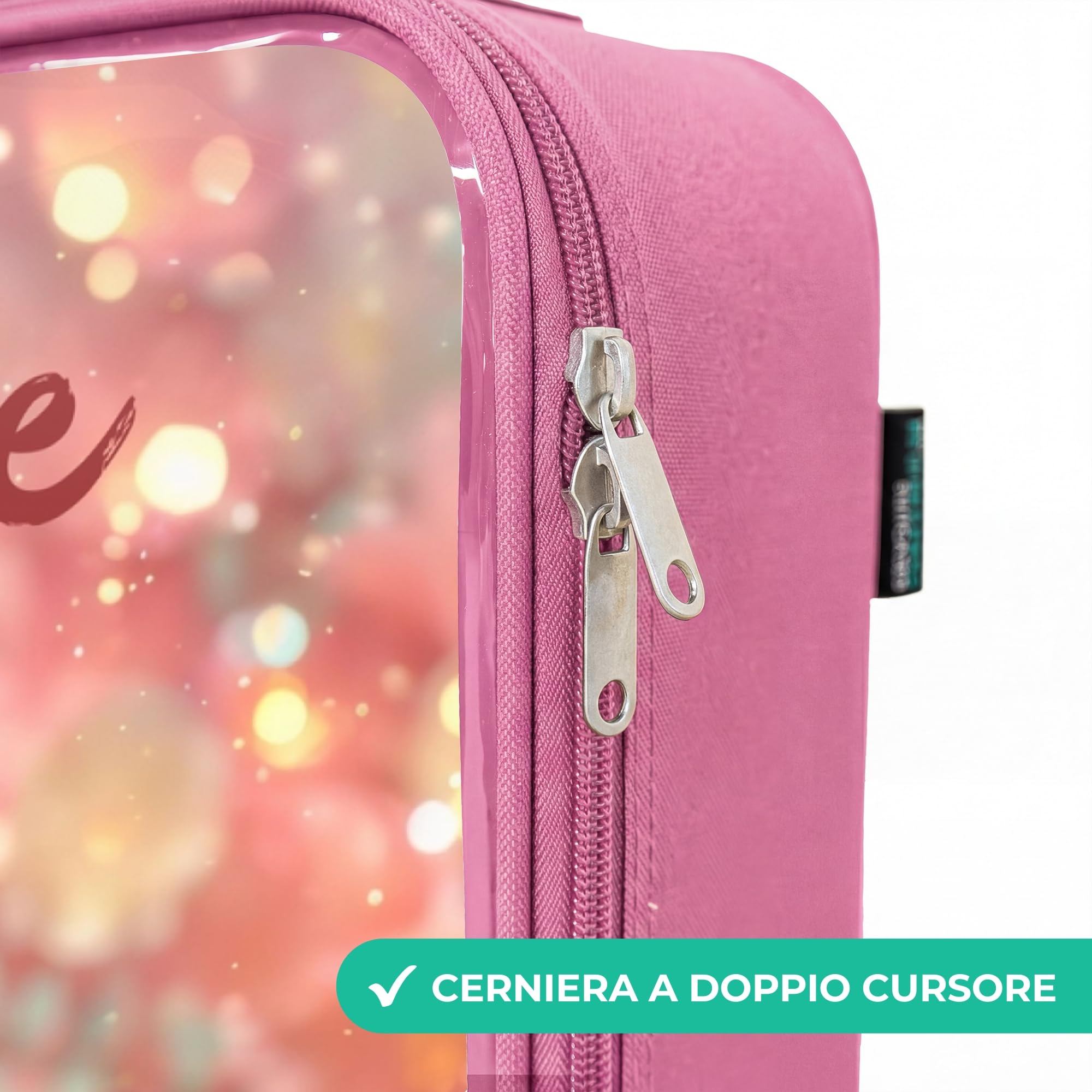 NoBoringSuitcases© Valigia Rosa Per Bambini Personalizzato Con Un Nome | 48x31x19 cm - Bagaglio Ultraleggero Trolley A Mano Rigidi LED Ruote Valigie Bimbi - Ragazze - Fata dei fiori - Mondo