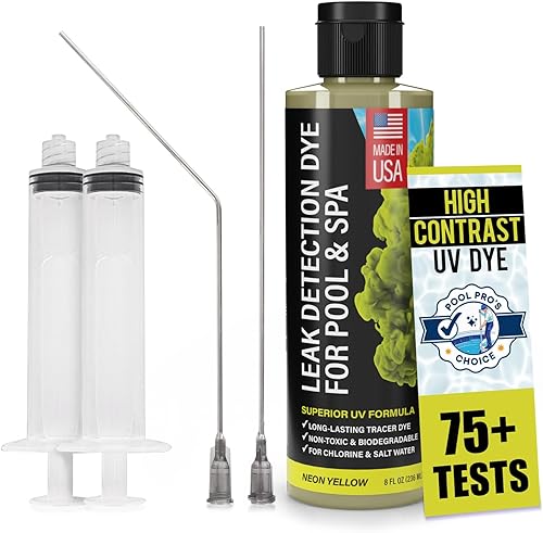 Kit de tinte para detección de fugas de piscina, con 2 aplicadores de precisión, fabricado en Estados Unidos, tinte UV superior de larga duración