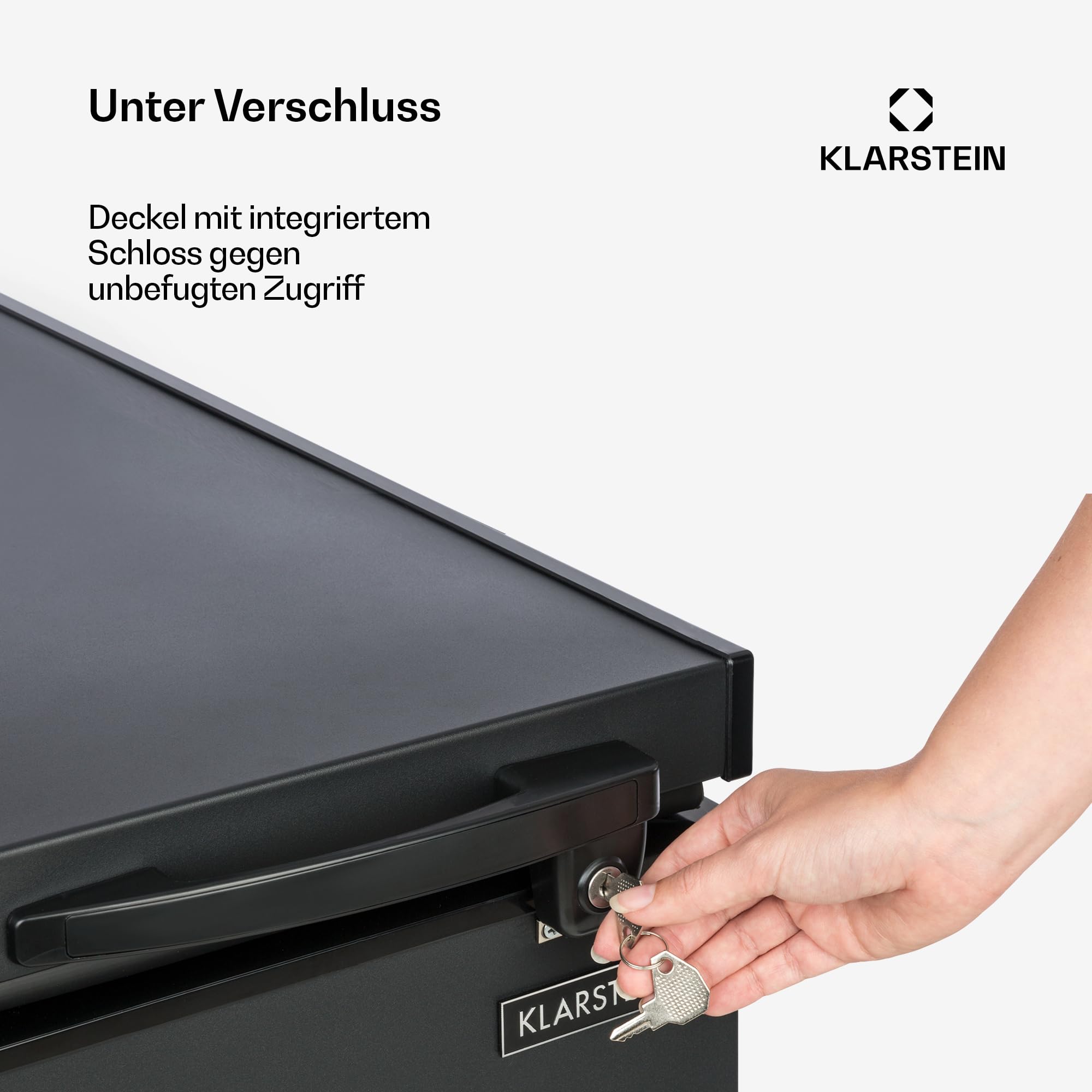 Klarstein Gefriertruhe Klein und Schmal, Freistehende Kleine Gefriertruhe, 51 Liter Tiefkühltruhe, Kleine Kühltruhe mit Einhängekorb, Energieeffiziente Gefriertruhen, Kompakte Tiefkühltruhen