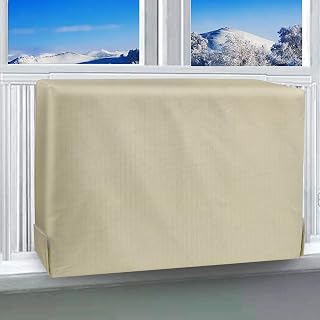 Waterproof Insulated Indoor Air Conditioner Cover for Inside Window AC Unit, 25x 17x 3.5 Inches (Lx Hx D)- Beige