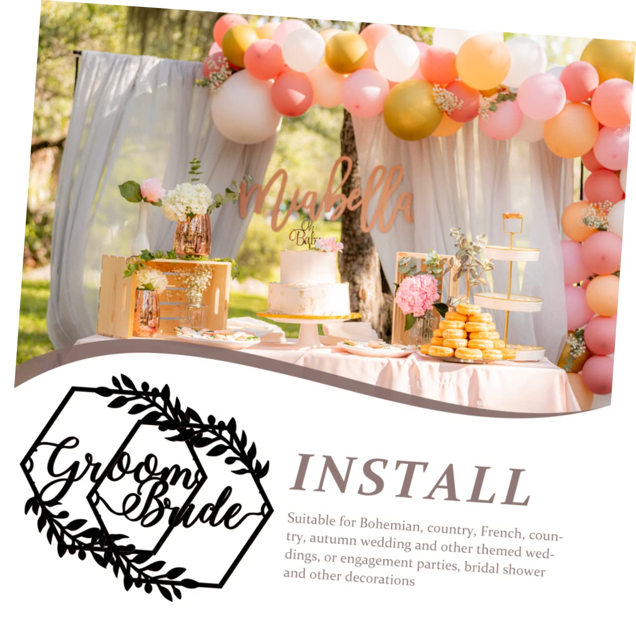 STOBAZA 3sätze Hochzeitsstuhl-schild Für Braut Und Bräutigam Elegante Dekoration Für Verlobungsfeiern Hochzeiten Und Bankette Charmante Holzschilder Mit Schleifen Für Frisch