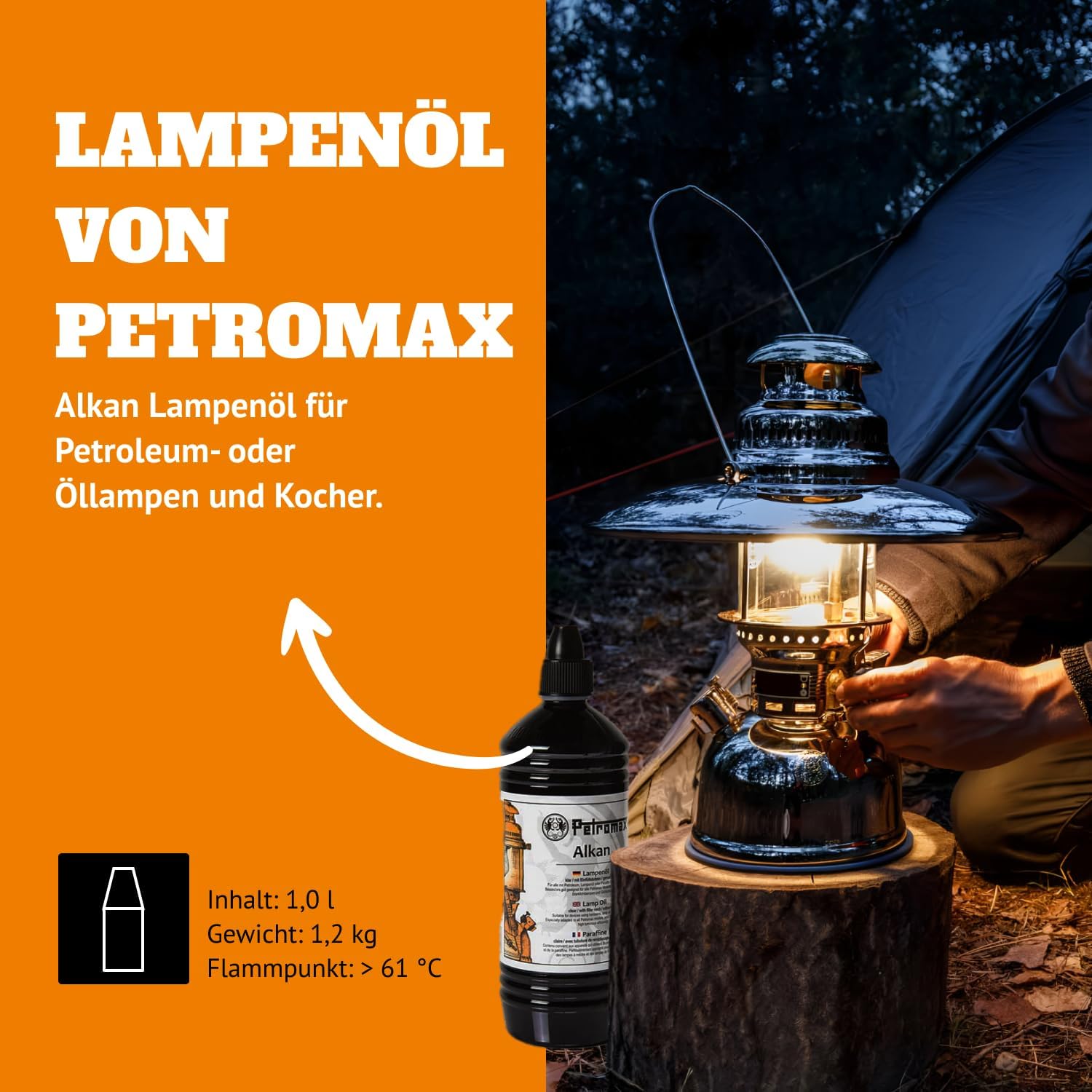 Petromax Alkan 6er Set Lampenöl - 6 x 1 Liter Petroleum für Öllampen