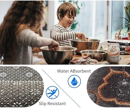 Miniatura 3 de Sotwend Juego de alfombras de cocina de jacquard antideslizantes y antifatiga, fácil de limpiar y absorber agua, no sucias para suelo de cocina,