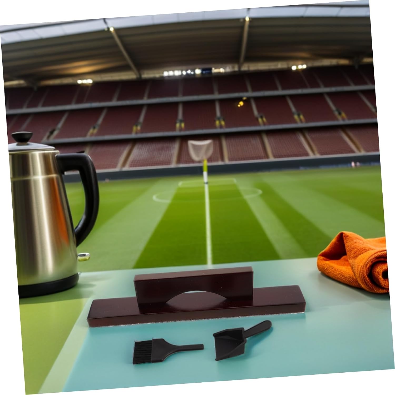 ULTECHNOVO Shuffleboard Cleaning Kit with Sand Brush and Broom, Sturdy Plastic and Solid Wood Materials, Odor-Free and Portable, Protects Shuffleboard Table Surface, for Outdoor and Indoor
