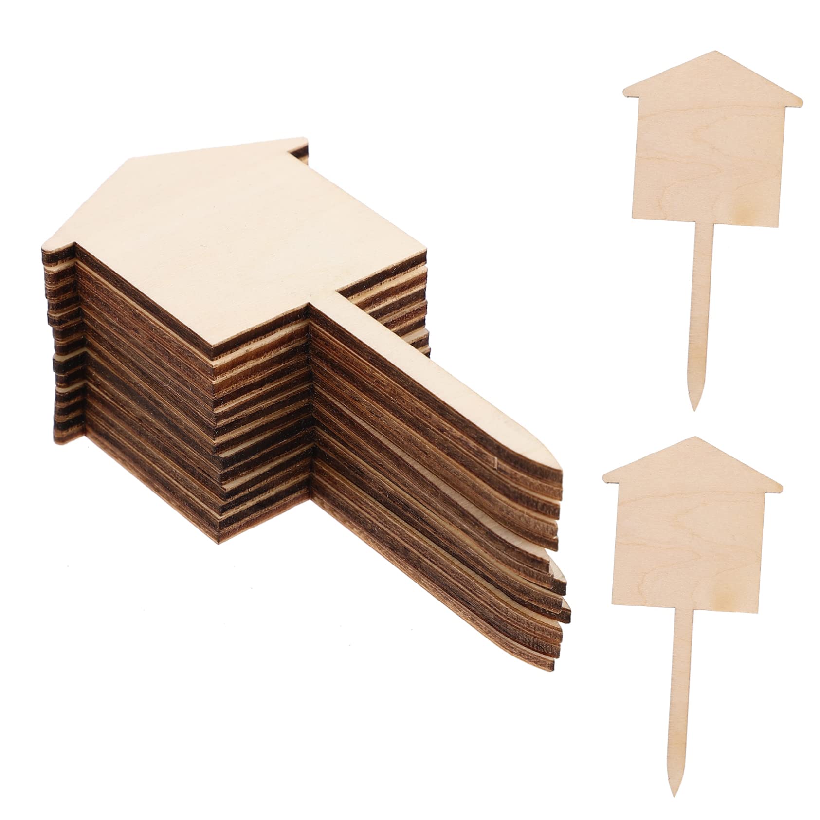 MERRYHAPY 50Pcs House Shape Wooden Plant Labels Blank Garden Markers for Flower Identification Succulent Decoration and Plant Name Tags for Garden Decor and Organization