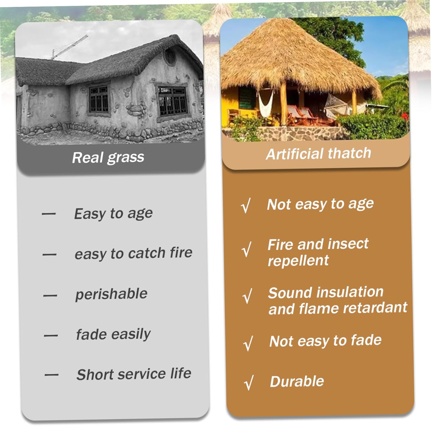 Thatch Roof, Grass Table Skirt, 9.84ftx19.7in Hawaiian Table Skirt, Cuttable Foldable Thatch Roof, Artificial Roofing for Summer Tropical Birthday Beach Party Bar Decor, Style 1