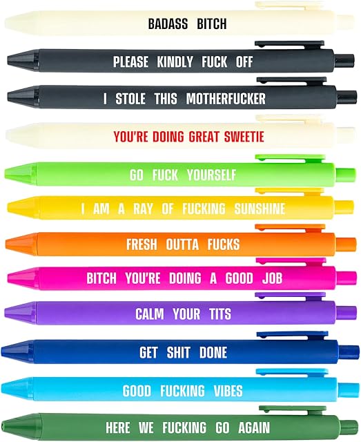 12Pcs Funny Pens,Funny Gifts for Women,Novelty Ballpoint Pen Set for Office School Writing, Cool Stuff Gag Gifts for Coworkers (Multicolor)