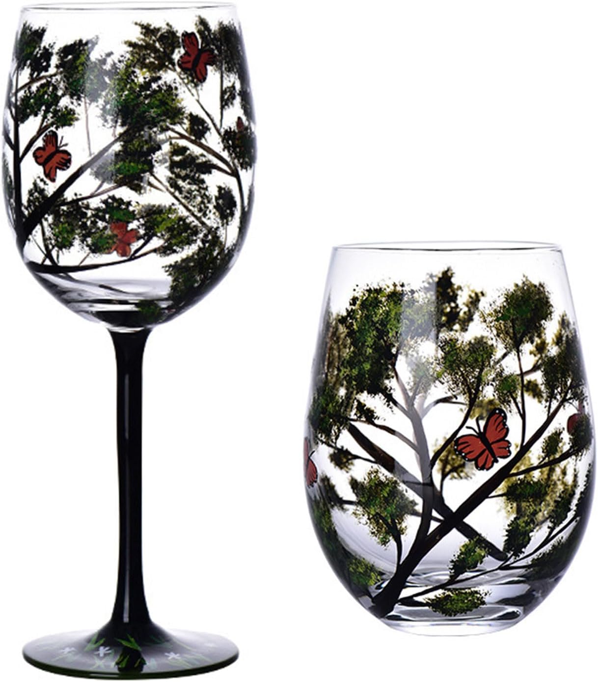 Crystal Glass Painted Goblet Creative Hand-painted Four Glass Goblet Wine Glasses Drinking Glasses Cocktail Cup