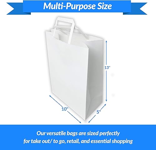 Miniatura 3 de Reli. Paquete de 110 bolsas de papel blanco con asas de 10 x 5 x 13 pulgadas, ideales para regalos, bolsas de compras, venta al por menor/mercancía,