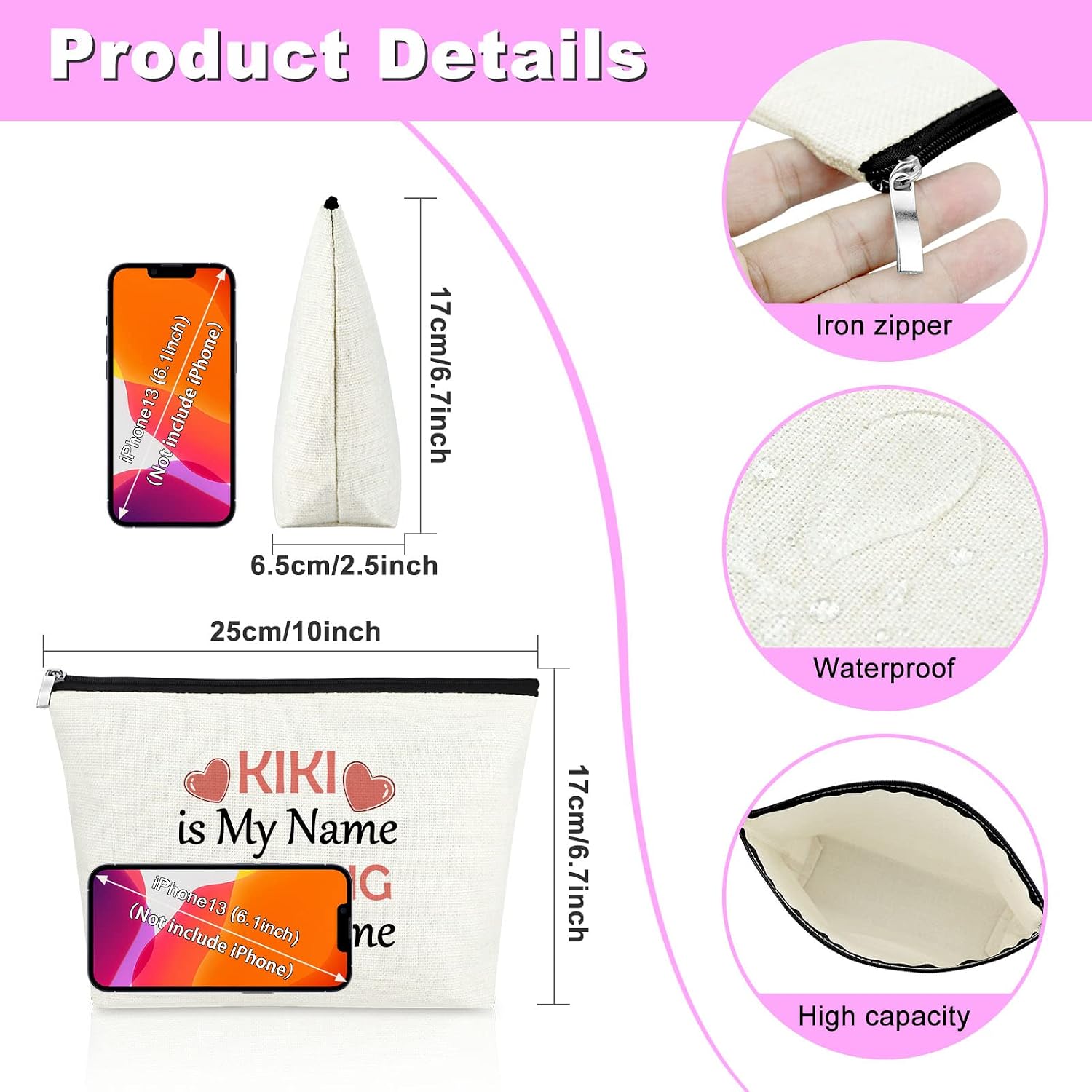 Mxrymvu Grandma Gifts from Granddaughter Makeup Bag Kiki Gifts from Grandchildren Mothers Day Birthday Gift for Grandmother Nana Gift from Granddaughter Grandson Funny Grandmother Cosmetic Bag image 2