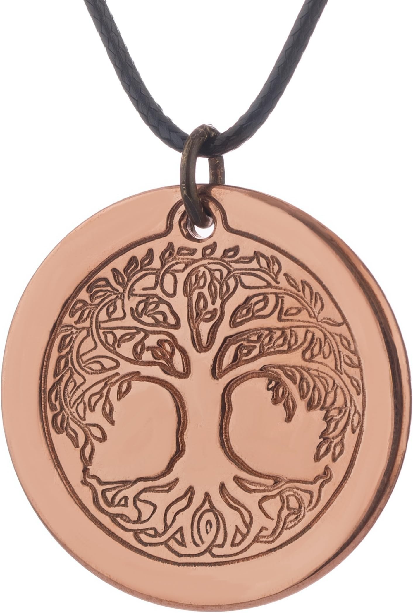 Solid Copper Tree of Life Pendant Necklace, 2.5mm Thick, 1.5 Inches Diameter, Uncoated, Unisex, Handmade in Turkey