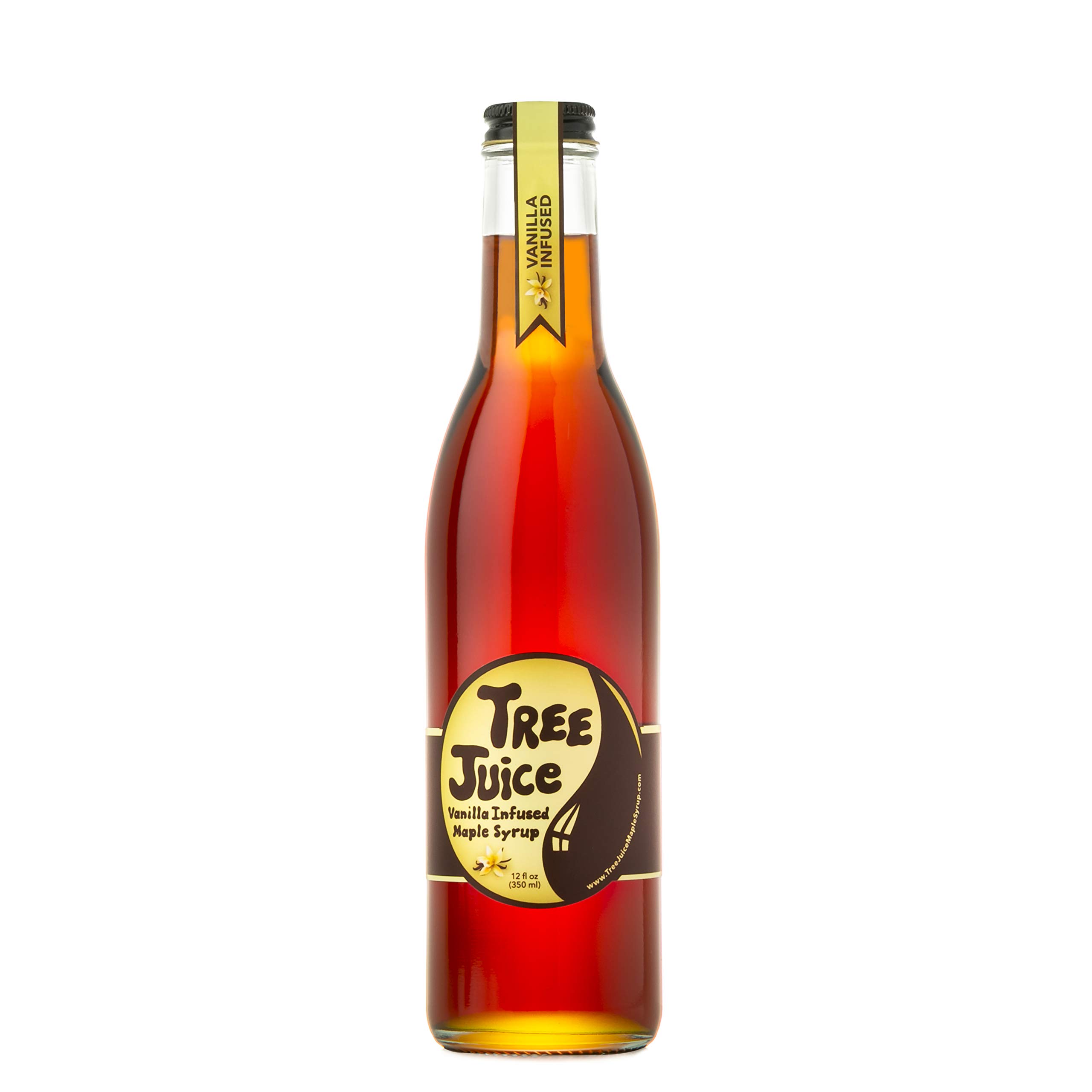 Tree Juice Vanilla Infused Maple Syrup | 100% Pure Grade A Maple Syrup | All Natural, Non GMO, Vegan, Gluten Free, Vegetarian, Paleo | 12 Ounce Bottle