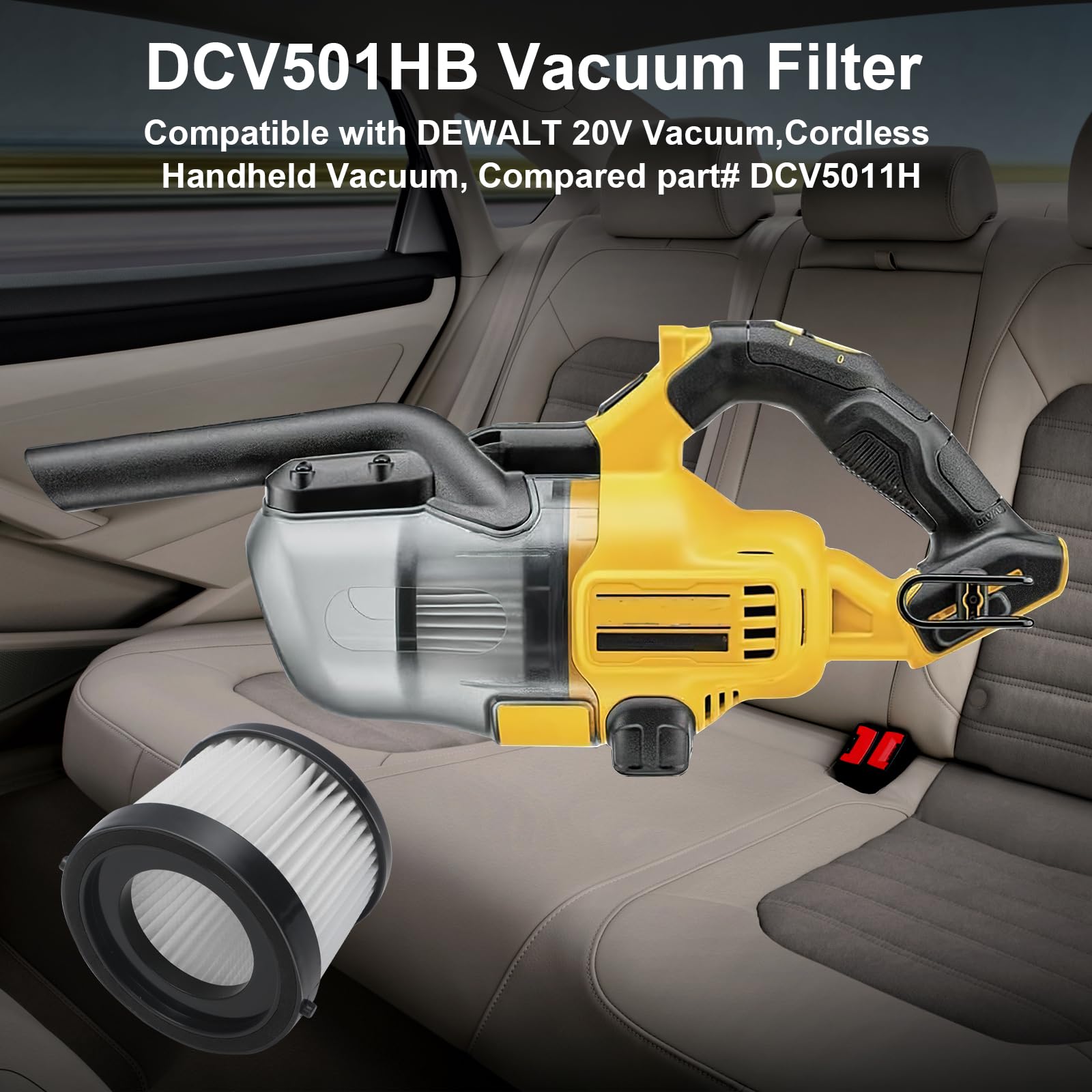 Filtros para aspiradora inalámbrica DEWALT, filtros de repuesto para DEWALT DCV501HB, juego de accesorios de filtro lavables y reutilizables, paquete de 2