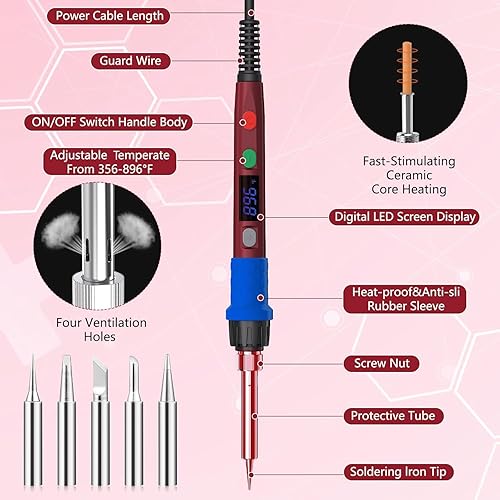 Miniatura 2 de Kit de soldador kit de soldadura digital LED de 60W-120W herramientas de soldadura de soldador de 110V-230V con control de temperatura inteligente