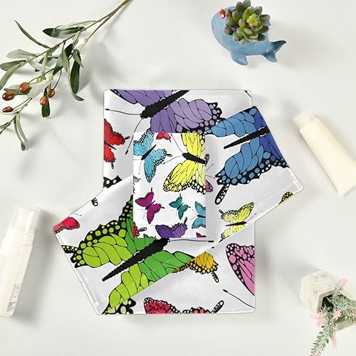 Miniatura 6 de JUMBEAR Butterfly - Juego de toallas de 3 piezas con toalla de baño, toalla de mano y toallita, juego de toallas suaves de alta absorción para baño,