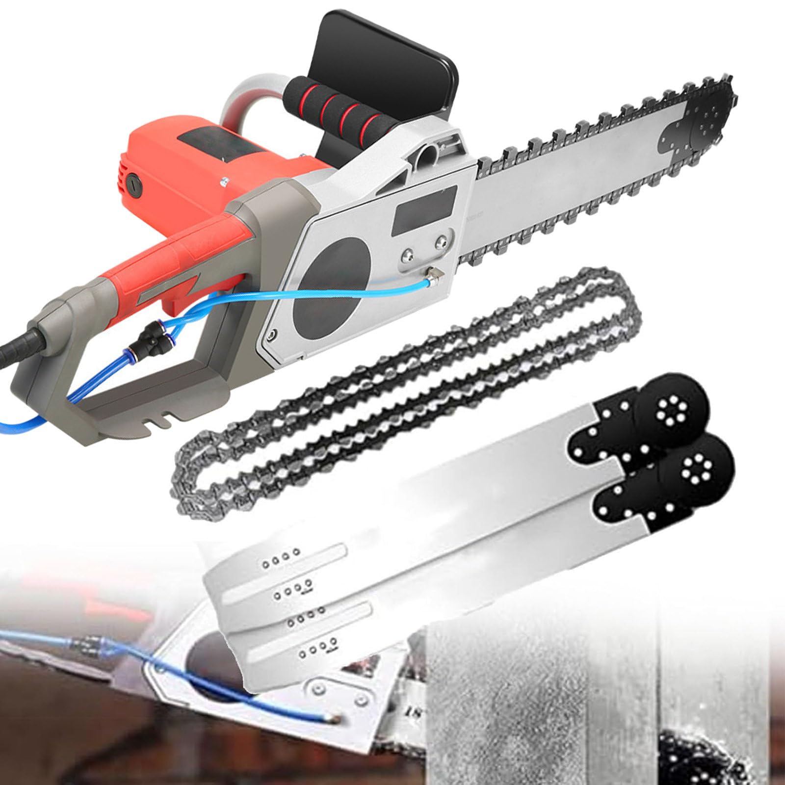 Sierra Eléctrica para Muros,Cortadora De Hormigón con Cadena De Diamante y Alimentación De Agua,Motosierra De Mano para Granito y Hormigón Armado,para Constructores y Contratistas,Cuttingdepth-480mm