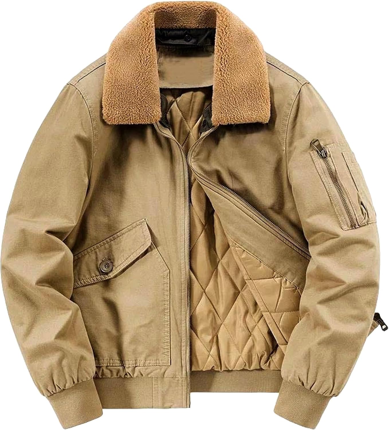 Men's Thick Workwear Coat Warm Multi Pocket Tooling For Driving Travel Outdoors Sports Running Jacket