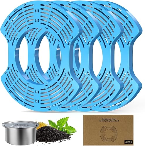4 filtros de acero inoxidable para cuenco de agua para perros, filtros de repuesto de carbón activado para cuenco de agua para perros sin derrames