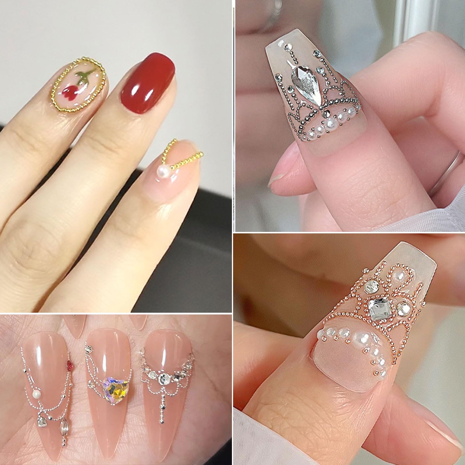 Nagelkunst Caviar Perlen 4 Boxen – Micro Perlen Gold Silber Schwarz Für DIY Nail Art